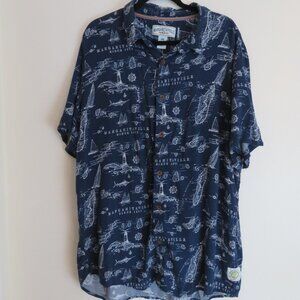 Margaritaville Jimmy Buffett | Size XL | Blue Nautical Print Button Down Shirt